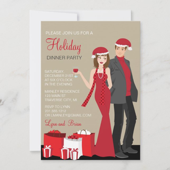Couples Christmas Holiday Party Corporate Invitation (Front)