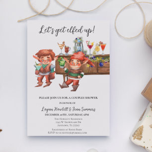 Couples Co-ed Shower Christmas Get Elfed up Funny Invitation