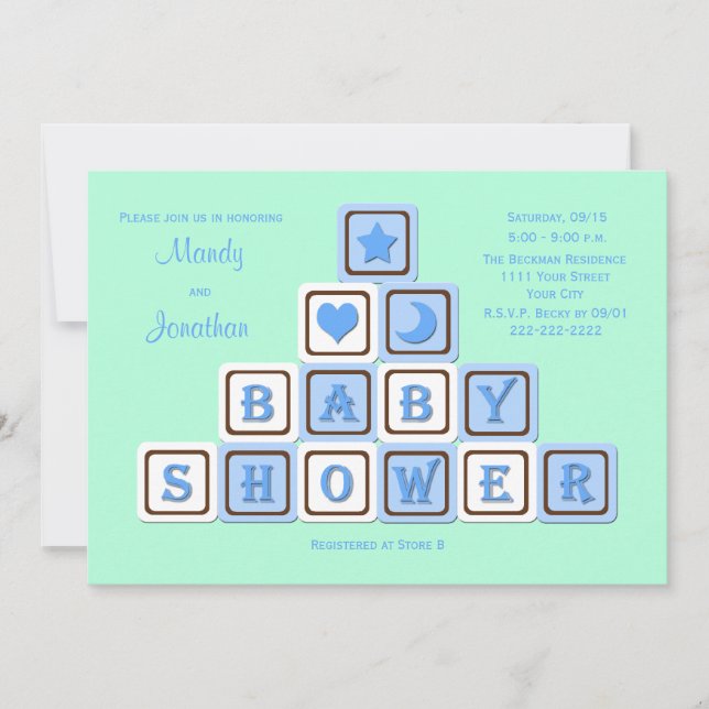 Couples Coed Baby Shower Invitation for a Boy (Front)