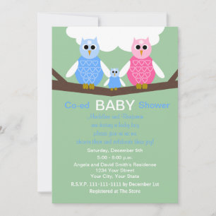 Couples Coed Boy Baby Shower Invitation Owls