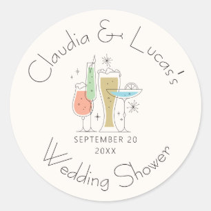 Couples Coed Wedding Bridal Shower Classic Round Sticker