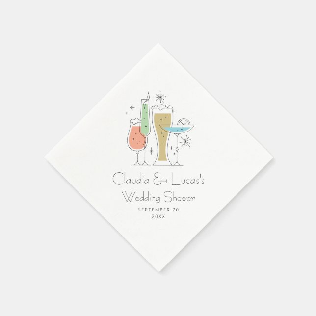 Couples Coed Wedding Shower Napkin (Corner)