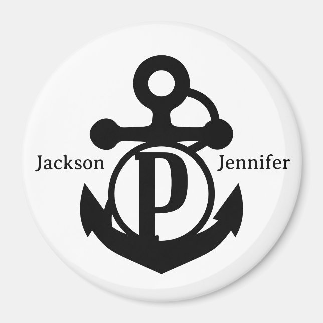 Couple's Custom P Initial Anchor Cruise Door Magnet (Front)