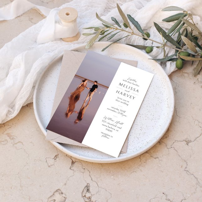 Couple's Custom Photo | Modern Lettering Wedding Invitation (Creator Uploaded)