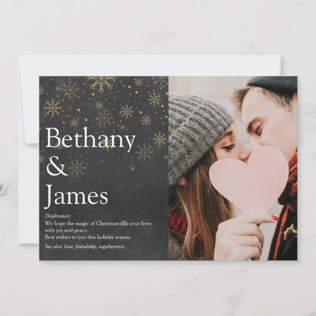 Couples Definition Chalkboard Christmas Photo Holiday Card (Front)