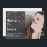 Couples Definition Chalkboard Christmas Photo Holiday Card<br><div class="desc">Share your definition of what the Christmas holiday season means to you with these elegant,  boho holiday cards. Featuring your special photo,  names and holiday message set in modern typography,  and elegant gold snowflakes on a chalkboard background. Designed by Thisisnotme©</div>