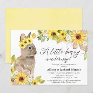Couples easter bunny yellow sunflowers baby shower invitation