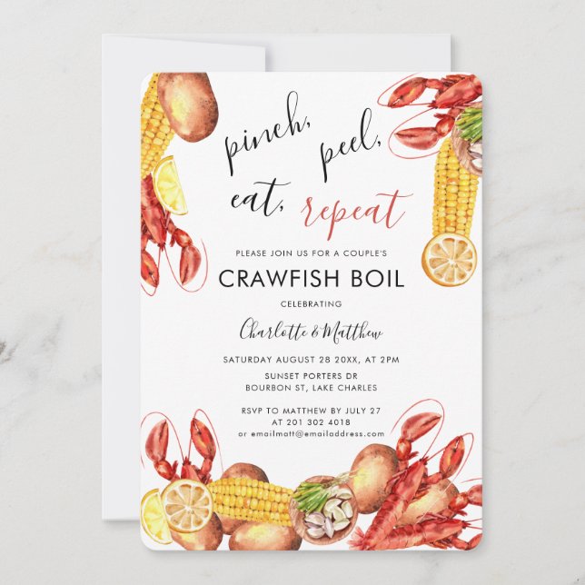 Couples Engagement Crawfish Boil Invitation (Front)