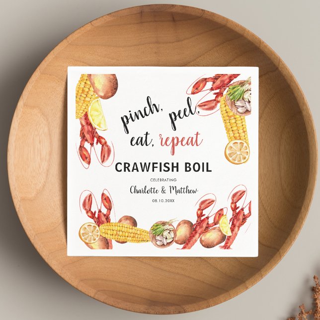 Couples Engagement Crawfish Boil Paper Napkin (Couples Engagement Crawfish Boil Paper Napkins)