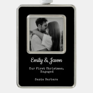 Couples Engagement Custom Photo Framed Ornament