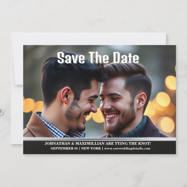 Couples engagement lgbtq announcement gay men (Front)