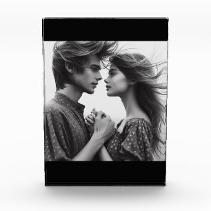 Couple's Engagement on Black Photo Block