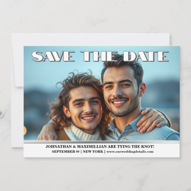 Couples engagement photo wedding announcement gay (Front)