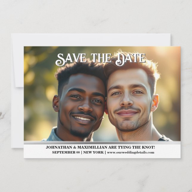 Couples engagement wedding announcement gay men (Front)