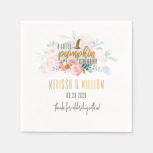 Couples Fall Baby Shower Pumpkin Floral Custom Napkin