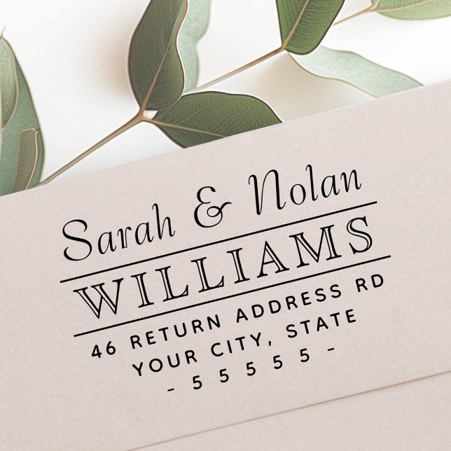 Couples family name and return address self-inking stamp (Couples family name and return address self-inking stamp)
