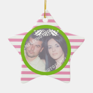 Couple's firs/1st Christmas wedding photo ornament