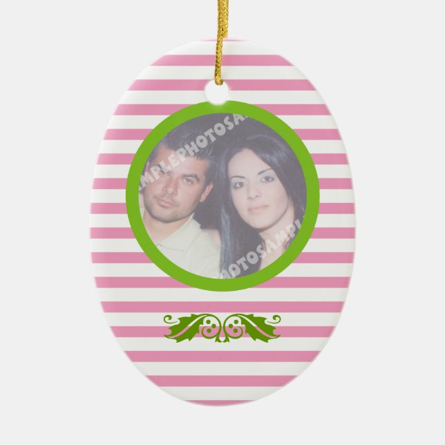 Couple's firs/1st Christmas wedding photo ornament (Front)