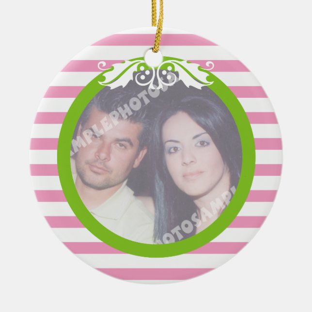 Couple's firs/1st Christmas wedding photo ornament (Front)