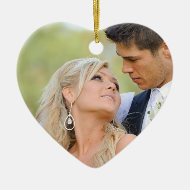 Couple's First Christmas Ornament | Monogram Photo (Front)