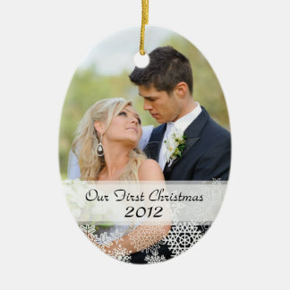 Couple's First Christmas Ornament with Photo