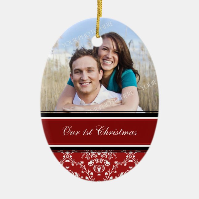 Couple's First Christmas Photo Christmas Ornament (Front)