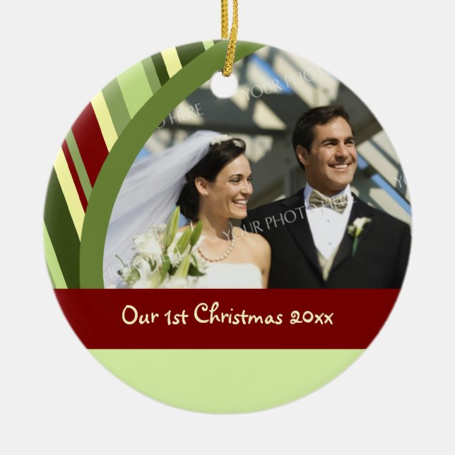 Couple's First Christmas Photo Christmas Ornament (Front)