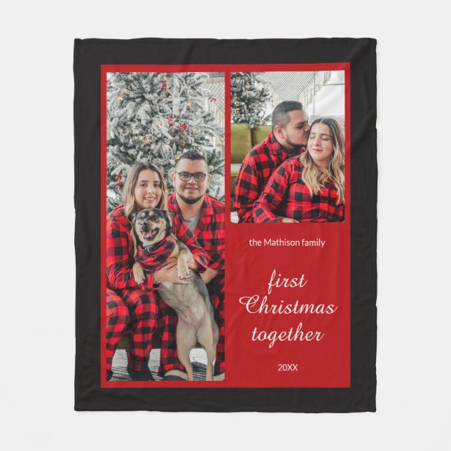 Couples First Christmas Together Photo  Fleece Blanket (Front)