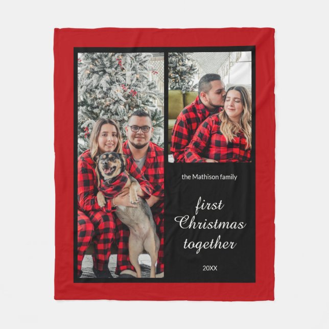 Couples First Christmas Together Photo  Fleece Blanket (Front)