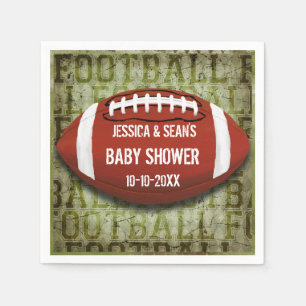Couples Football Baby Shower Green Grunge Napkin