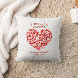 Couple's “Forever and Always” Heart Throw Pillow
