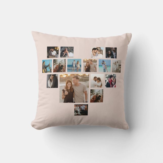 Couples Gift Valentine's Day Heart Photo Collage Cushion (Front)