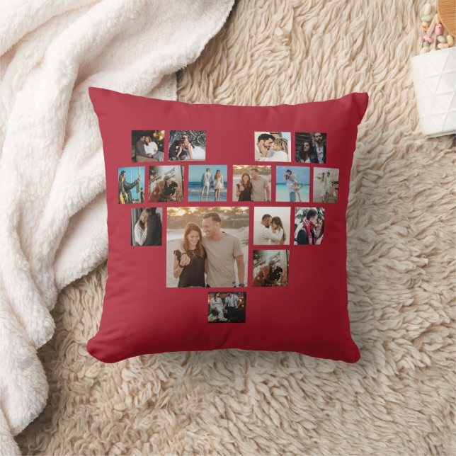 Couples Gift Valentine's Day Heart Photo Collage Cushion (Blanket)