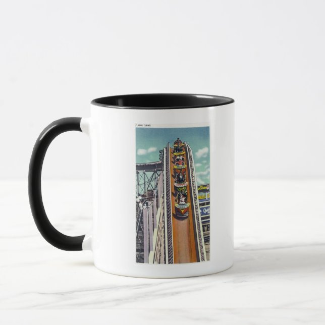 Couples Going Down the Flying Turns Ride Mug (Left)