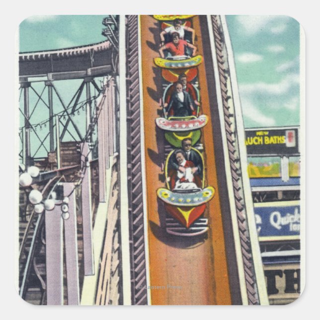 Couples Going Down the Flying Turns Ride Square Sticker (Front)