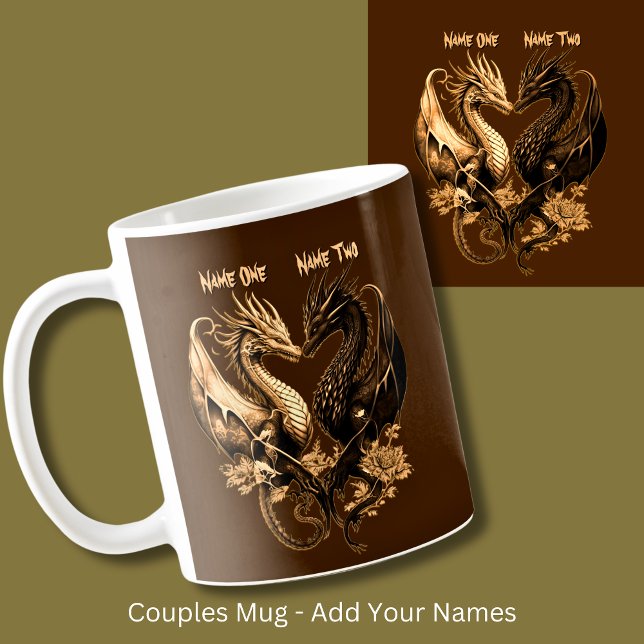 Couples Gold Dragons Add Names  Coffee Mug (Creator Uploaded)