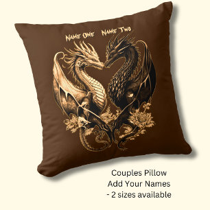 Couples Gold Dragons Add Names  Cushion