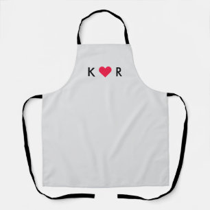 Couples Heart Initials   Modern Love Valentine's Apron