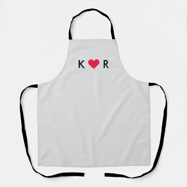 Couples Heart Initials | Modern Love Valentine's Apron (Front)