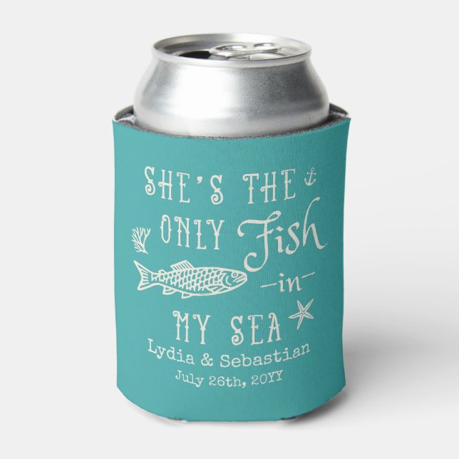 Couples Husband Wife Cute Matching Cruise Vacation Can Cooler (Can Front)