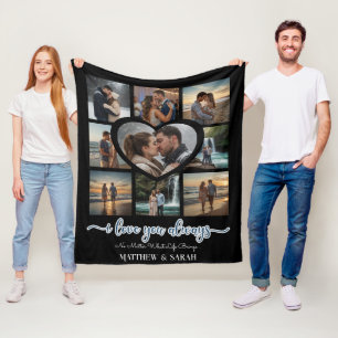 Couples I Love You Heart Nine Photo Fleece Blanket