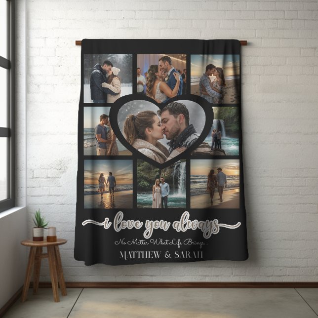 Couples I Love You Heart Nine Photo Fleece Blanket (Creator Uploaded)