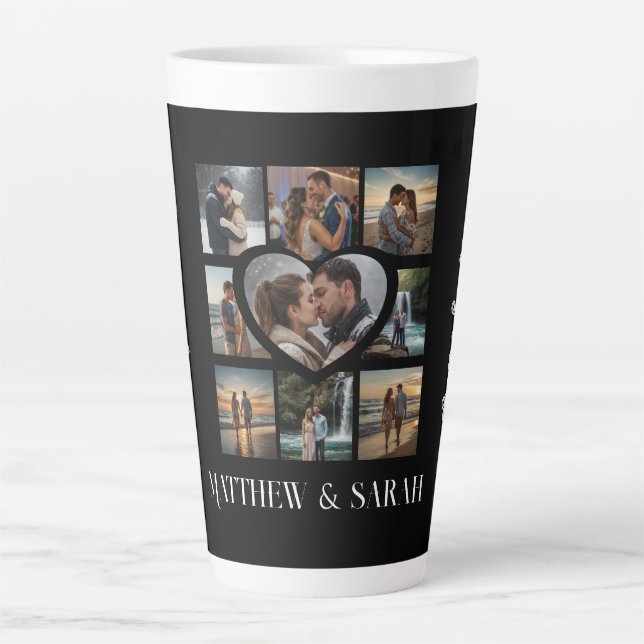 Couples I Love You Heart Nine Photo Latte Mug (Front)