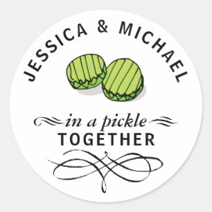 Couples' In a Pickle Together Personalised Classic Round Sticker