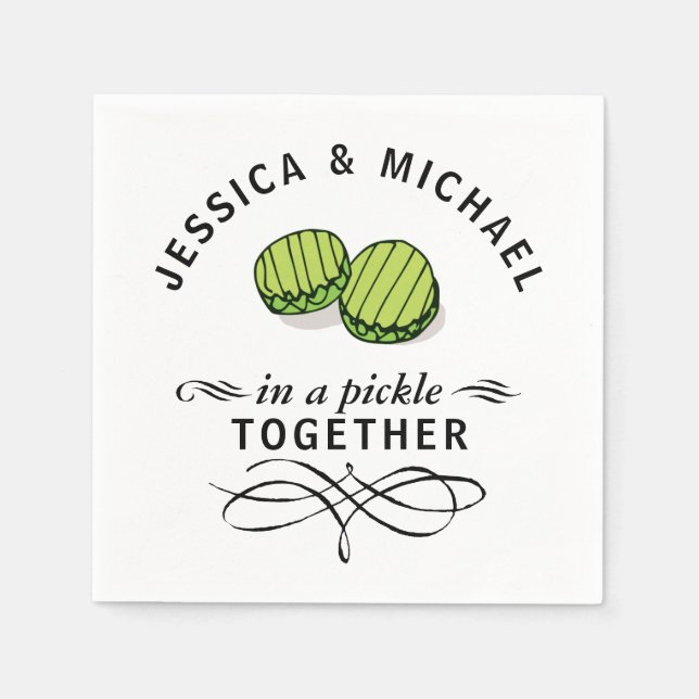 Couples' In a Pickle Together Personalised Napkin (Front)