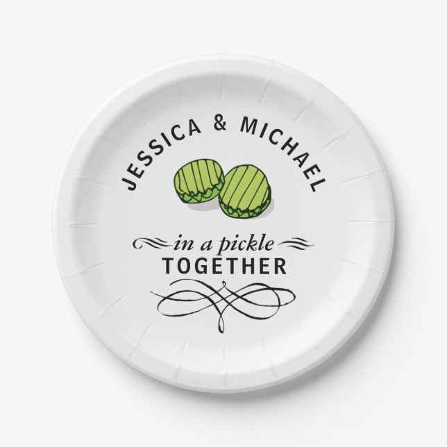 Couples' In a Pickle Together Personalised Paper Plate (Front)