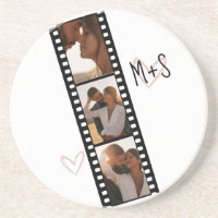 Couples Initials 3 Photo Filmstrip with Hearts