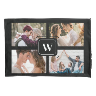 Couples Initials 4 Photo Monogram Pillowcase