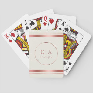 Couples Initials Chic Rose Gold Monogram Wedding Playing Cards