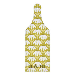 Couple's Initials Dark Gold Vintage Floral Pattern Cutting Board